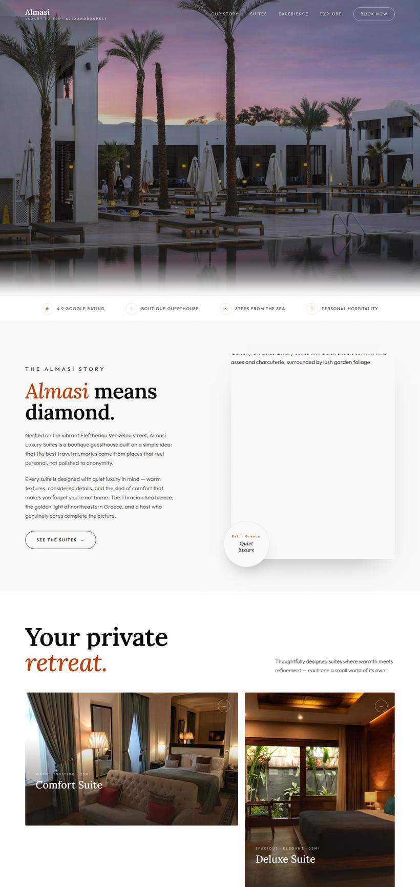 Δείγμα σχεδιασμού: Almasi Luxury Suites — Φιλοξενία